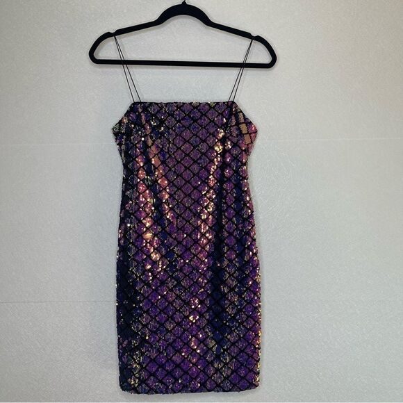 TOPSHOP Diamond Sequin Mini Party Slip Dress 6 - Picture 2 of 6
